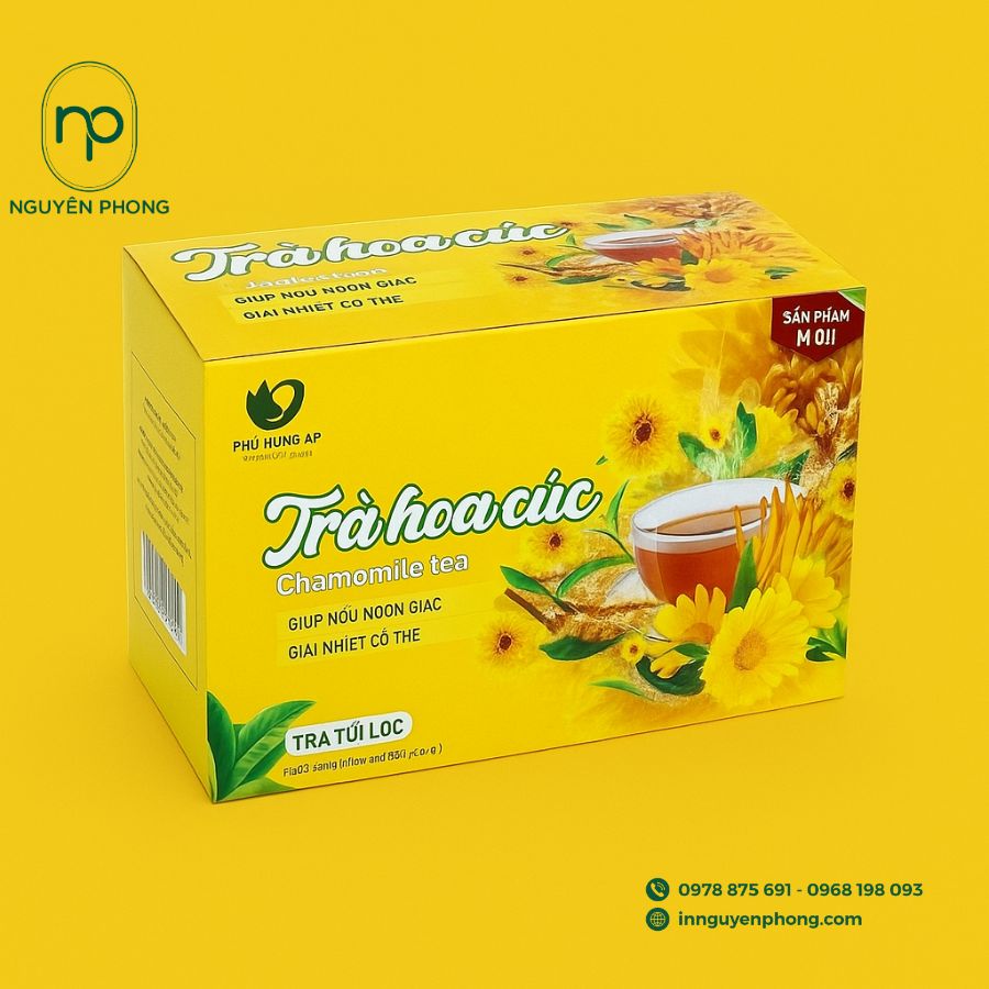 In hộp giấy đựng trà hoa cúc đẹp